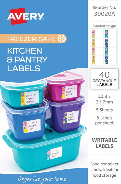 Avery White With Different Motifs Kitchen Pantry Labels Rectangular 44.4x31.7mm 5 Pack Design 1