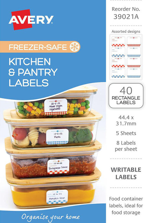 Avery White With Different Motifs Kitchen Pantry Labels Rectangular 44.4x31.7mm 5 Pack Design 2