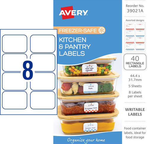 Avery White With Different Motifs Kitchen Pantry Labels Rectangular 44.4x31.7mm 5 Pack Design 2