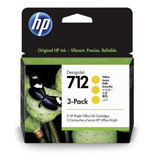 HP 712 DesignJet Ink Cartridges Yellow 29ml 3 Pack