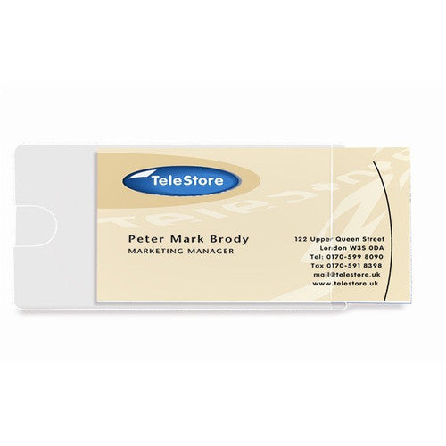 3L clear self-adhesive business card pockets 60x95mm short side opening, pack of 100