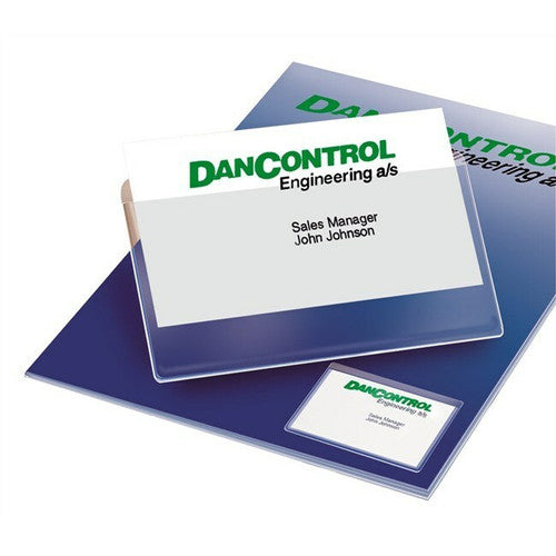 3L self-adhesive clear polypropylene business card pockets 95x60mm long side opening, pack of 10