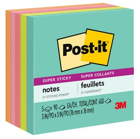 Post-it Super Sticky Notes Miami 76 x 76mm Pack of 5 654-5SSMIA