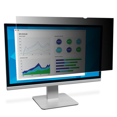 3M PF200W9B Privacy Filter fitted to a 20-inch widescreen monitor, front view on white background