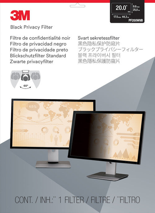 Close-up of 3M microlouver surface on the PF200W9B privacy filter showing matte anti-glare texture