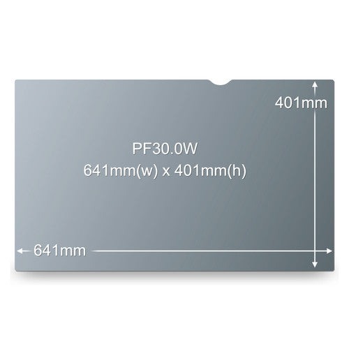 Side angle of 3M 30-inch monitor privacy filter showing blackout effect from off-axis view