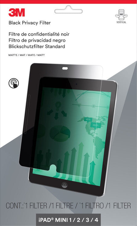 Front view of 3M PFTAP003 screen privacy filter for iPad Mini