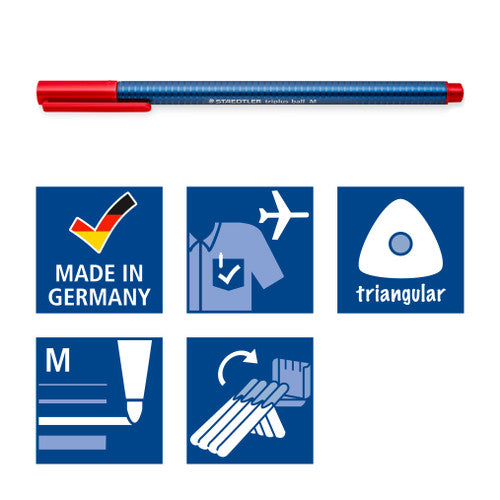 Staedtler 437 M-3 Triplus Ball 437 Triangular Ballpoint Pen Medium Blue Box of 10
