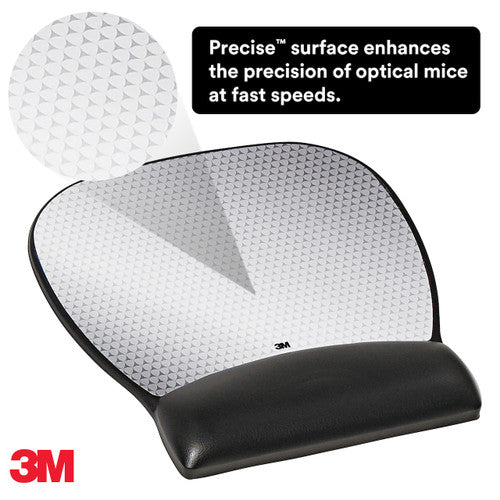 3M Precise Mousing Surface with Gel Wrist Rest MW310LE 234 x 221mm Black and Silver