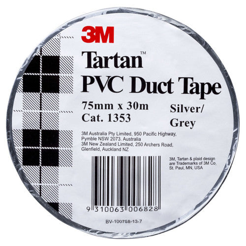 3M AT010575267 TARTAN PVC DUCT TAPE 1353 75MMX30M SILVER/GREY