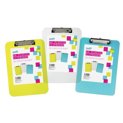 Bantex A4 Clipboard Plastic Assorted Colours Box of 6
