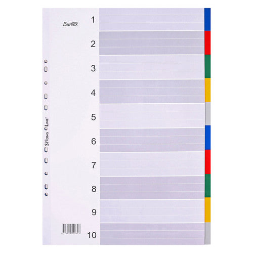 Bantex A3 Coloured Dividers Portrait PP 10 Tabs