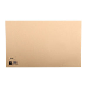 Quill A2 kraft folio with flap, plain light brown folio shown flat with a small Quill label at the lower left