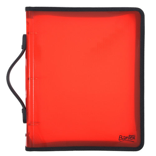Bantex A4 Translucent Zipper Binder PP 3-O Ring 25mm Red