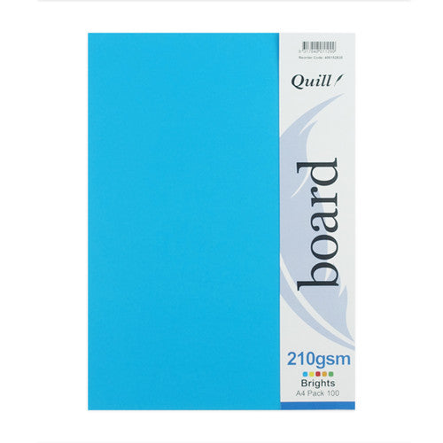 Quill Coloured Board 210gsm A4 Brights Assorted Pack of 100