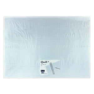 Quill A2 2mm grid paper pack in a clear sleeve with a printed Quill label, blue grid lines visible through the bag