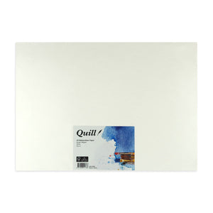 Quill Watercolour Paper Rough 300gsm A3, a white sheet lying flat with the blue and white Quill header card along its lower edge