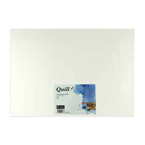 Quill Watercolour Paper Smooth 200gsm A3, a white sheet lying flat with the blue and white Quill header card along its lower edge