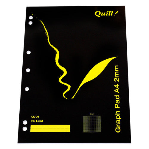 Quill Graph Pad 2mm 70gsm A4 25 Leaf White Pack of 5