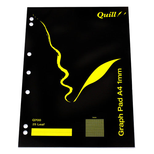 Quill Graph Pad 1mm 70gsm A4 25 Leaf White Pack of 5