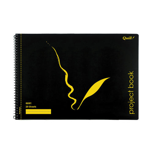 Quill Q Series Project Book 70gsm PP 252 x 360mm 20 Sheets Black Pack of 10