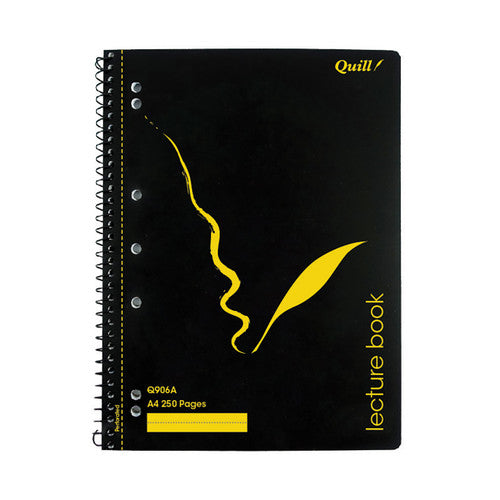 Quill Q Series Lecture Book 70gsm PP A4 250 Pages Black Pack of 5