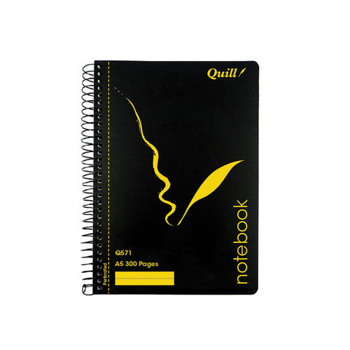 Quill Q Series Notebook 70gsm PP A5 300 Pages Black Pack of 5