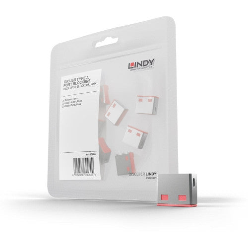 Lindy USB Type A Port Blocker 10 Pack (No Key) Pink