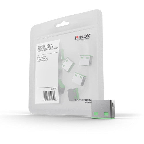 Lindy USB Type A Port Blocker 10 Pack (No Key) Green