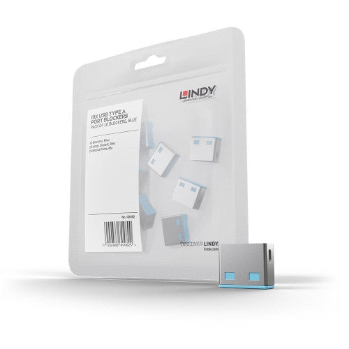 Lindy USB Type A Port Blocker 10 Pack (No Key) Blue