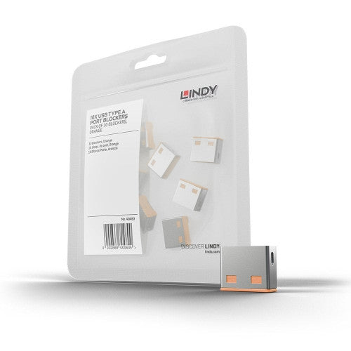 Lindy USB Type A Port Blocker 10 Pack (No Key) Orange