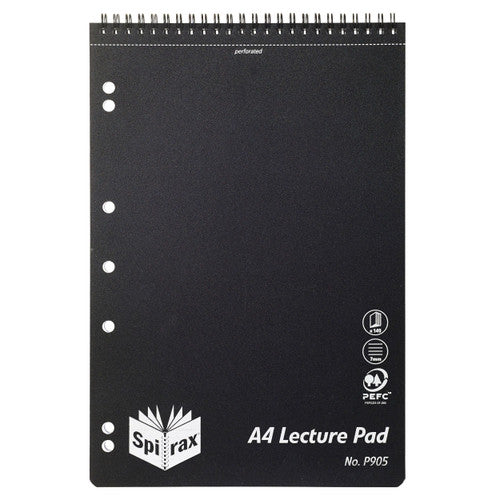 Spirax Polypropylene Lecture Pad A4 Top Opening 140 Pages Black