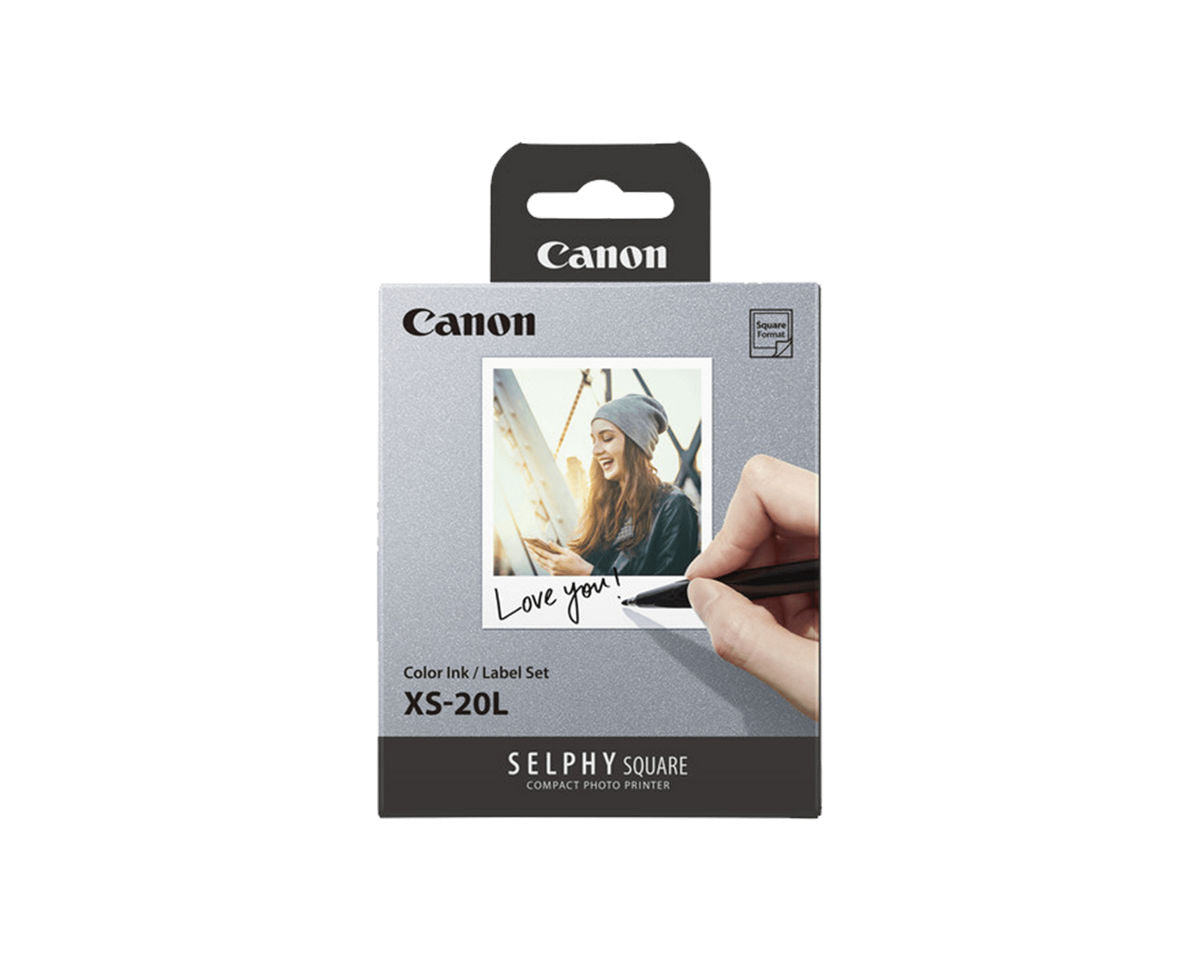 Canon XS-20L colour ink and label set, 20 square sheets for SELPHY SQUARE