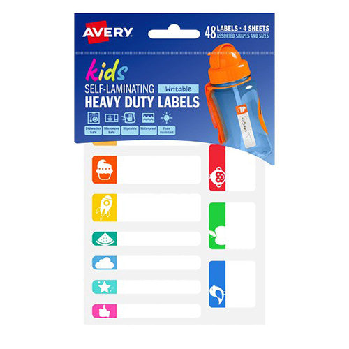 Avery Kids Self Laminating Labels Printed Design Assorted 48 Pack