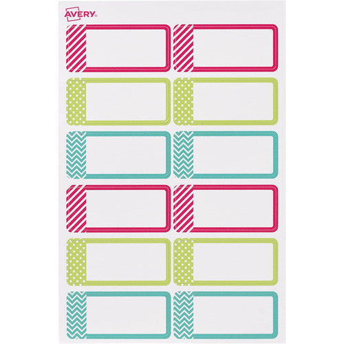 Avery Kids Writeable Labels Rectangular 44 x 19mm Assorted Colours Pack 9