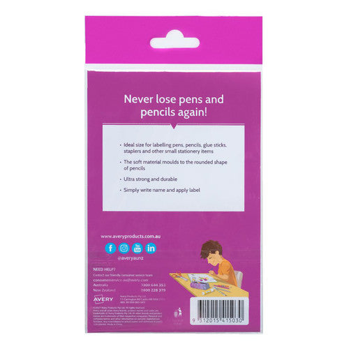 Avery Kids Pencil Labels Girl Rectangle 40mm 30 Pack