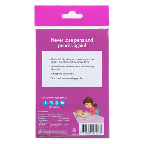 Avery Kids Pencil Labels Boy Rectangle 40mm 30 Pack