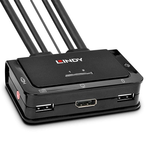 Lindy 2 Port DisplayPort 1.2 USB 2.0 and Audio Cable KVM Switch