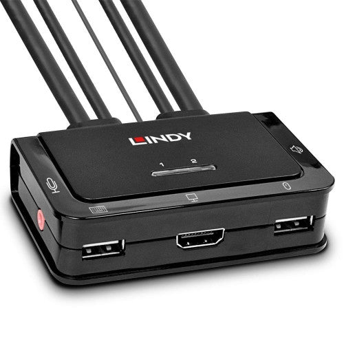 Lindy 2 Port HDMI 2.0 USB 2.0 and Audio Cable KVM Switch