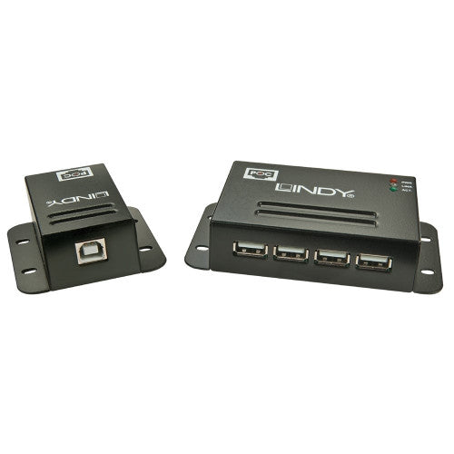 Lindy 50m Cat6 USB 2.0 Extender with 4 Port Hub and Power Over Cat6