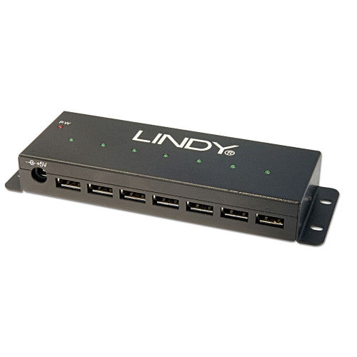 Lindy 7 Port Industrial USB 2.0 Hub with Power Adapter