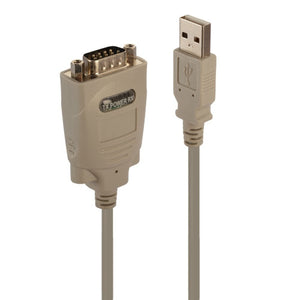 Lindy USB to RS-422 Serial Converter Grey, beige grey 9 way male serial head beside the USB Type A plug on matching cable