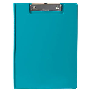 Marbig Summer Colours A4 clipfolder in blue with a teal tone, closed, silver wire clip at the top