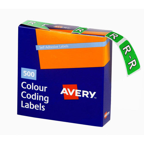 Avery Alphabetical R Side Tab Colour Coding Labels 25 x 38mm 500 Box