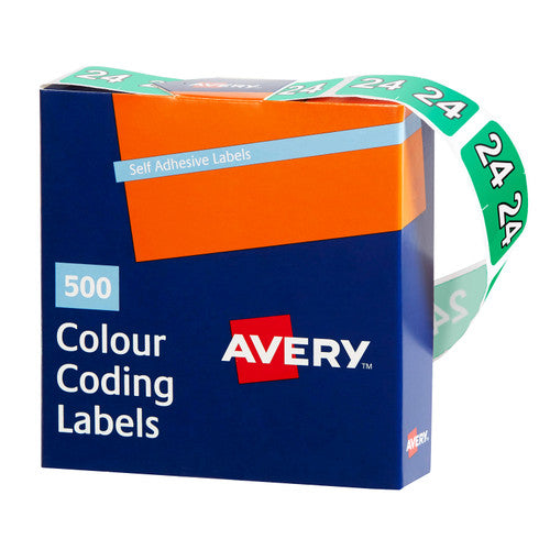 Avery 24 Side Tab Year Code Label 25x38mm 500 Box