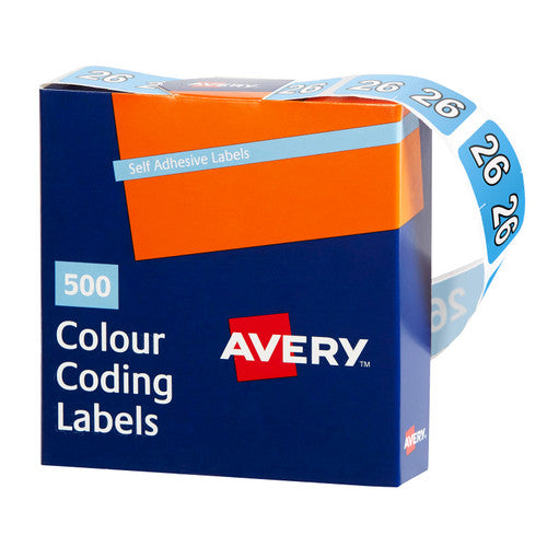 Avery 26 Side Tab Year 2026 Code Label 25x38mm 500 Box