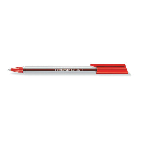 Staedtler Stick Triangular Ballpoint Pens Fine 0.7mm Red Box of 10 432 F-2