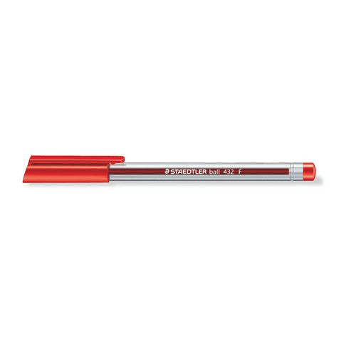 Staedtler Stick Triangular Ballpoint Pens Fine 0.7mm Red Box of 10 432 F-2