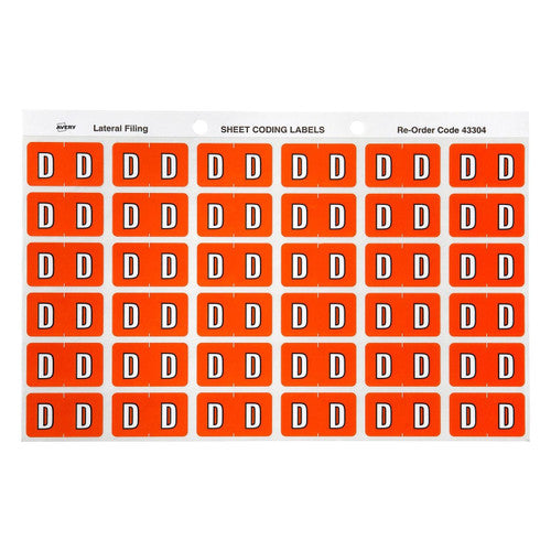 Avery Alphabetical D Side Tab Colour Coding Labels 25 x 38mm 180 Pack