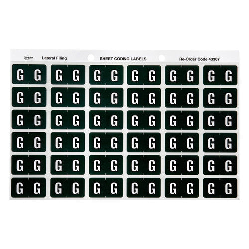 Avery Alphabetical G Side Tab Colour Coding Labels 25 x 38mm 180 Pack